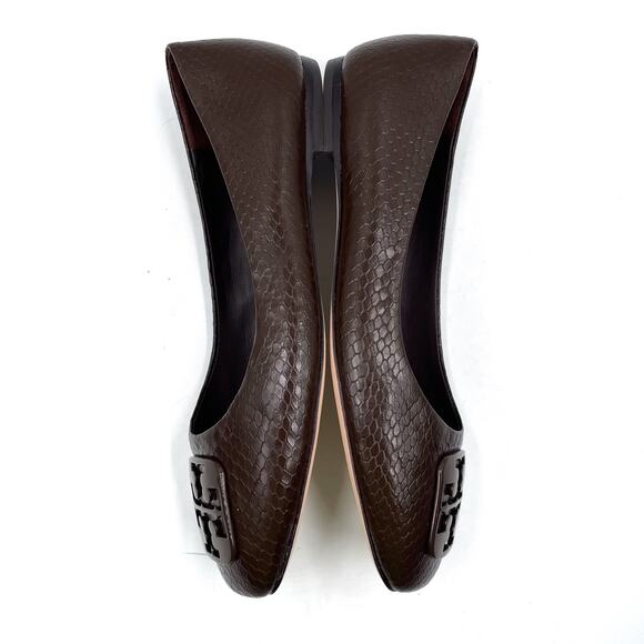 Tory Burch Georgia Ballet Flats Purple Croc Leather Logo Square Toe Sz 7 - Picture 6 of 9